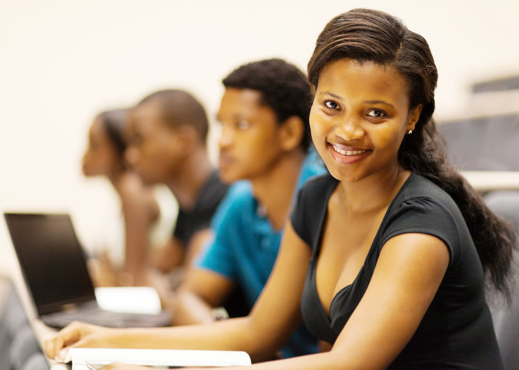 smiling girl in class